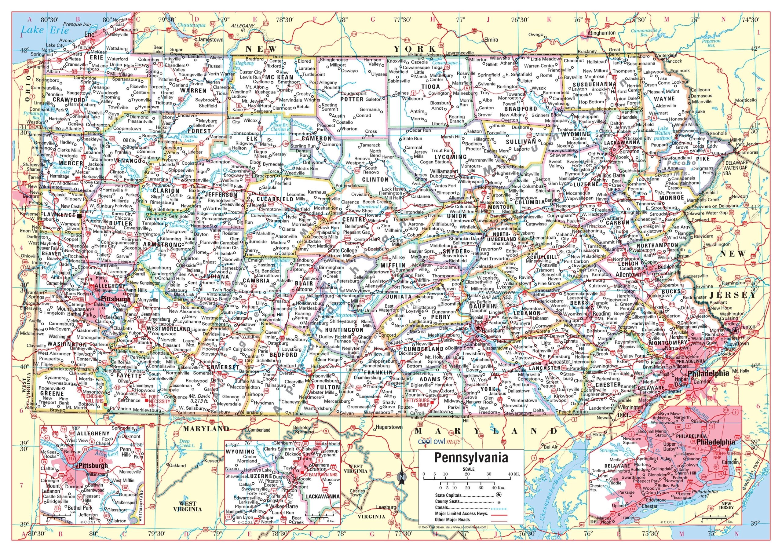 Printable Map Of Pa Printable Map Of Pa