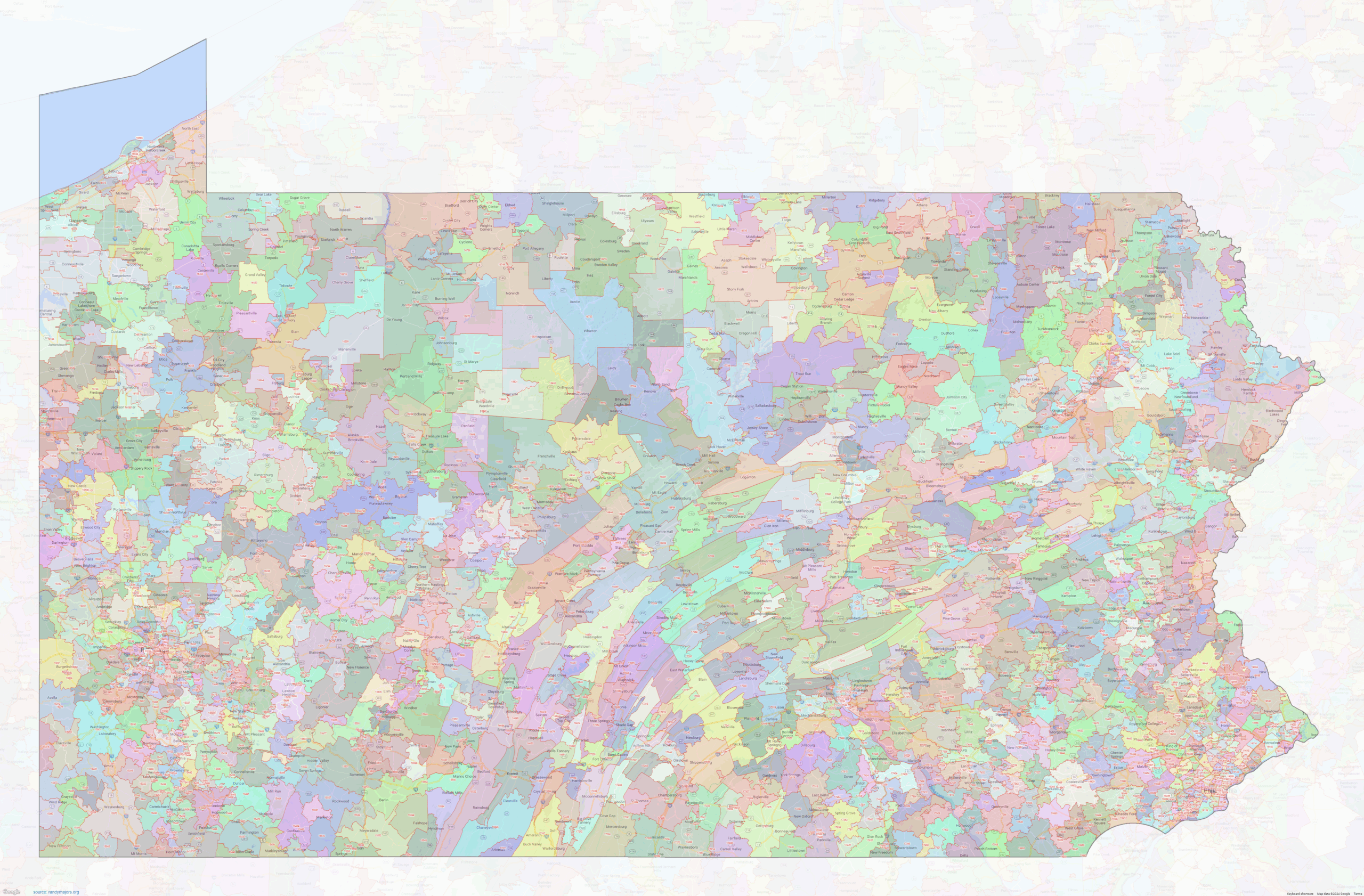 Pa Zip Code Map Printable