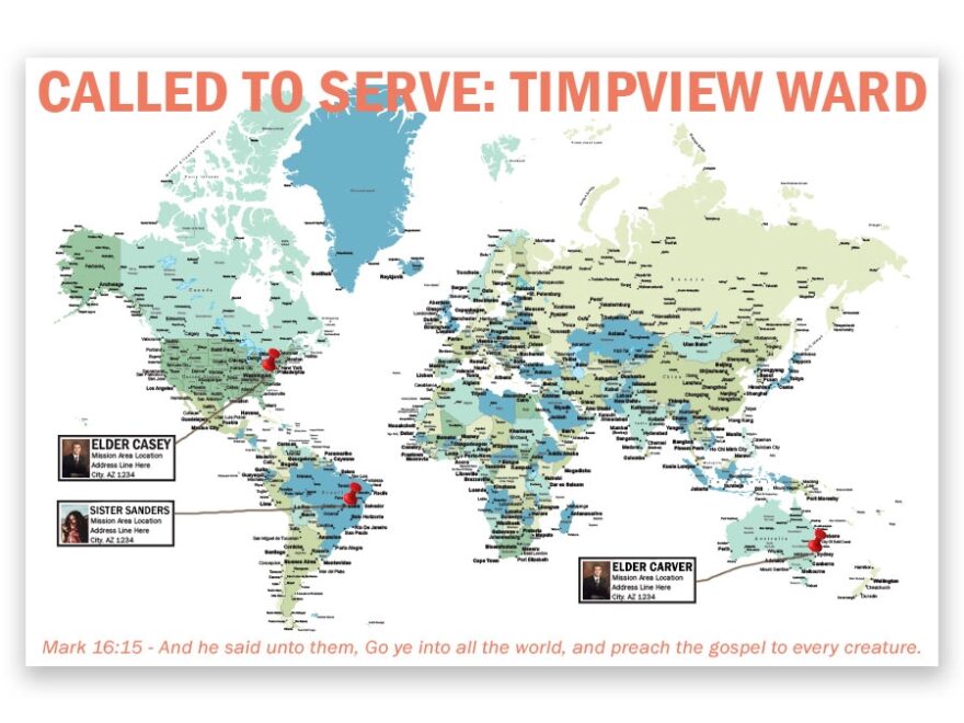 Personalized LDS World Mission Map Poster In LDS Missionary Banners Posters On LDSBookstore