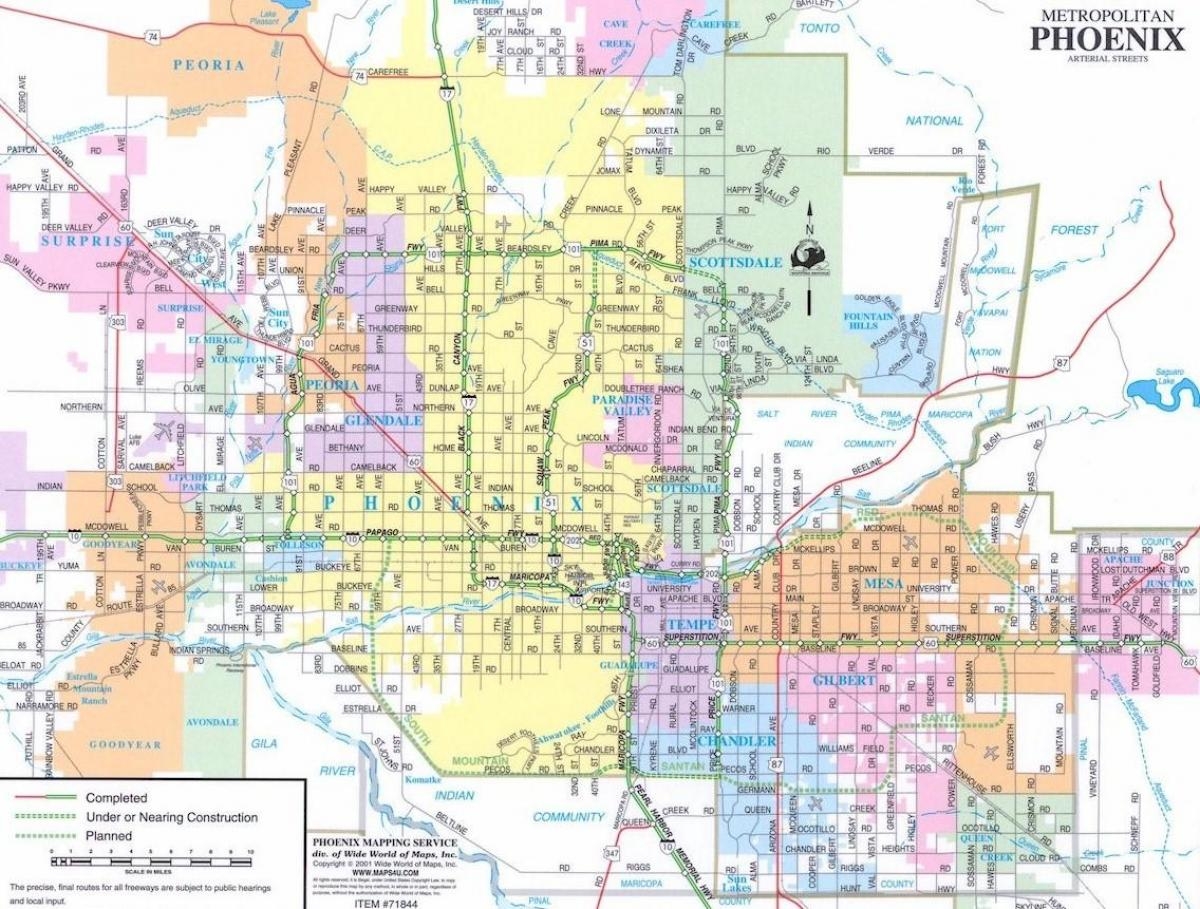 Phoenix Road Map Road Map Of Phoenix Arizona USA 