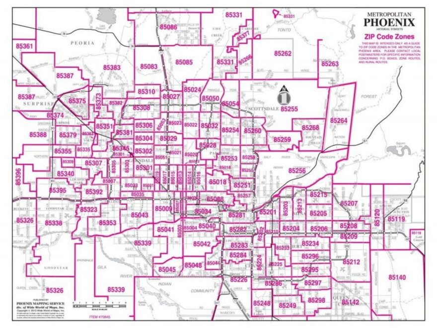 Phoenix Zip Code Map Zip Code Map Of Phoenix Arizona USA