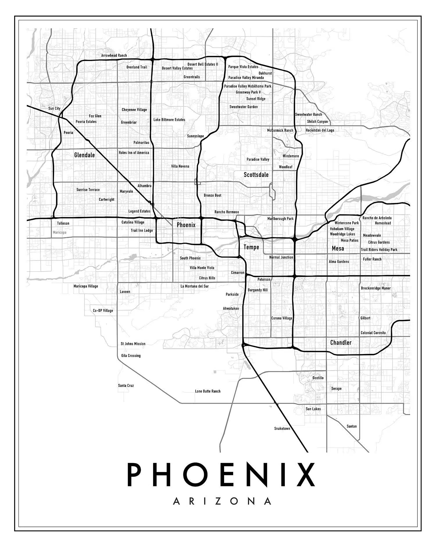 Phoneix Map Print Capricorn Press Phoneix Map Print Capricorn Press