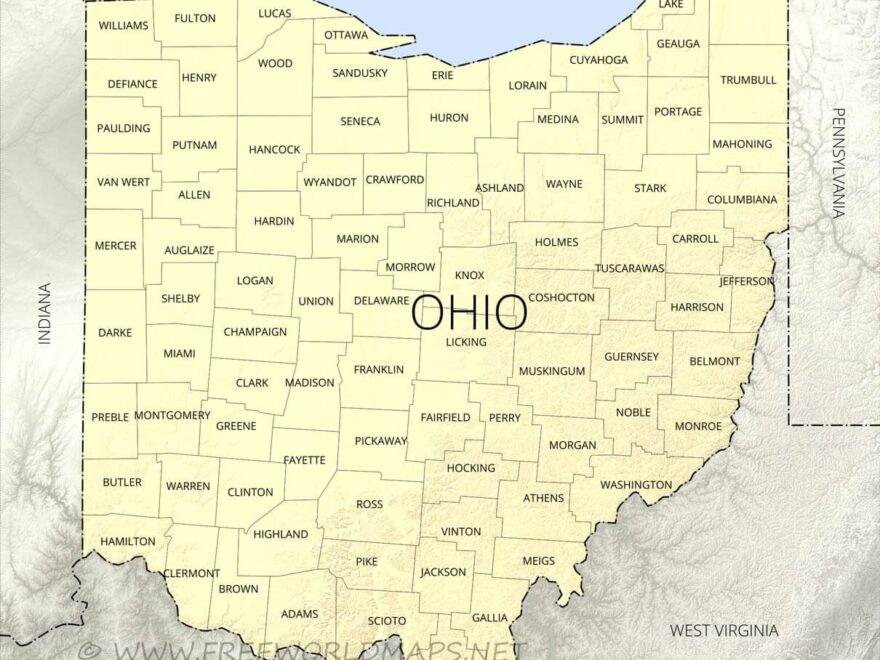 Physical Map Of Ohio