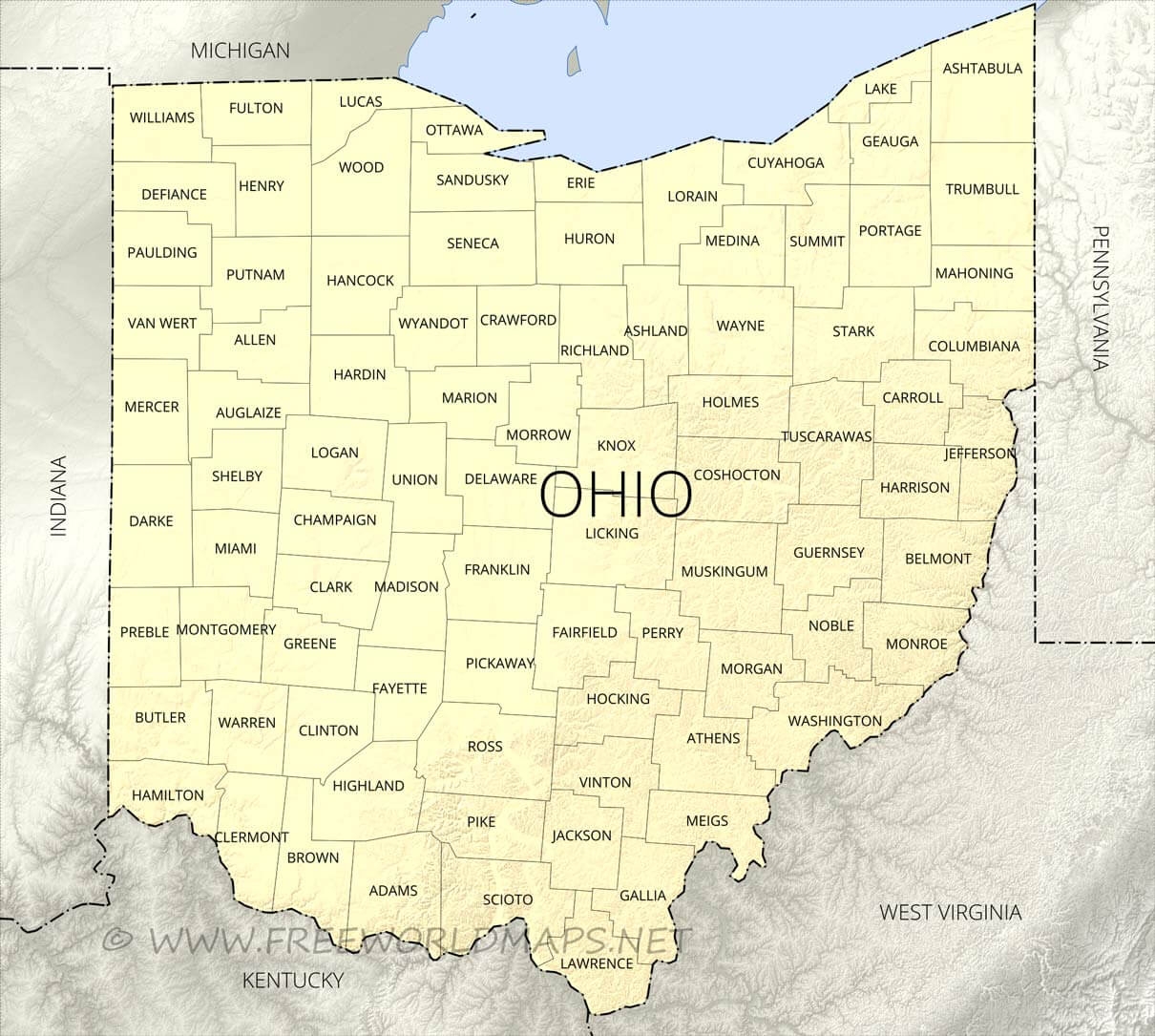 Physical Map Of Ohio