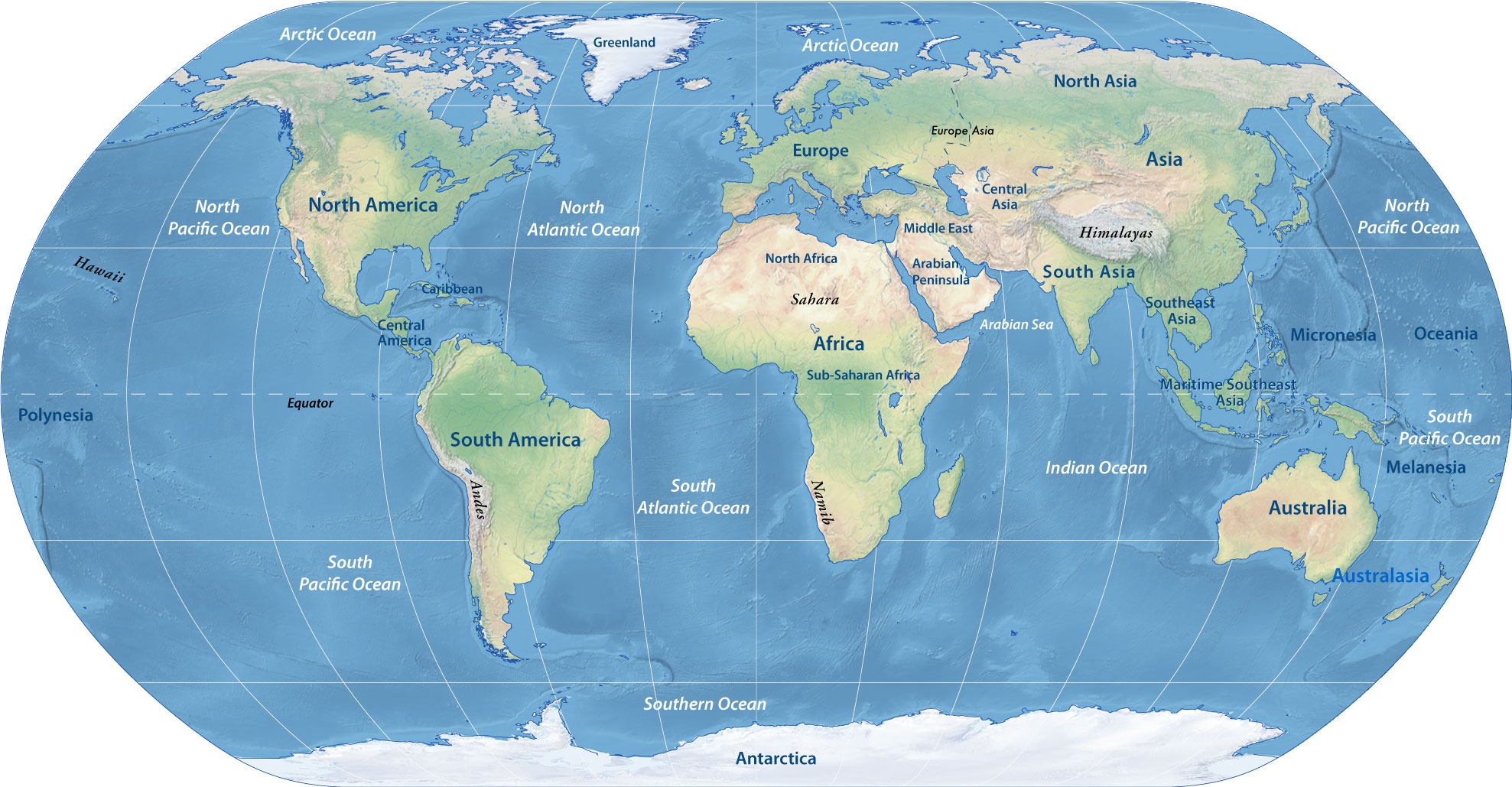 World Map Continents And Oceans Printable