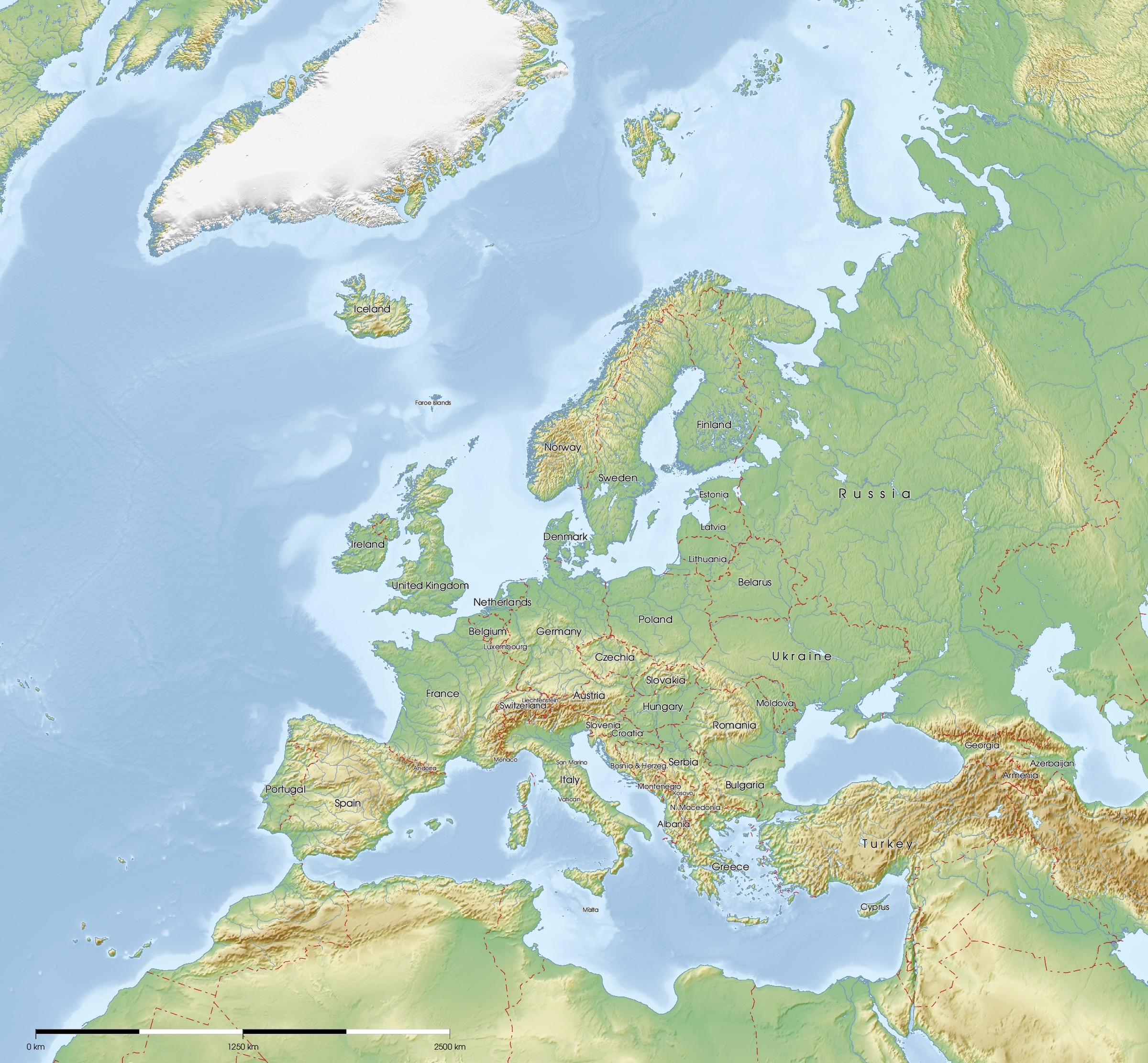Physical Maps Of Europe Mapswire