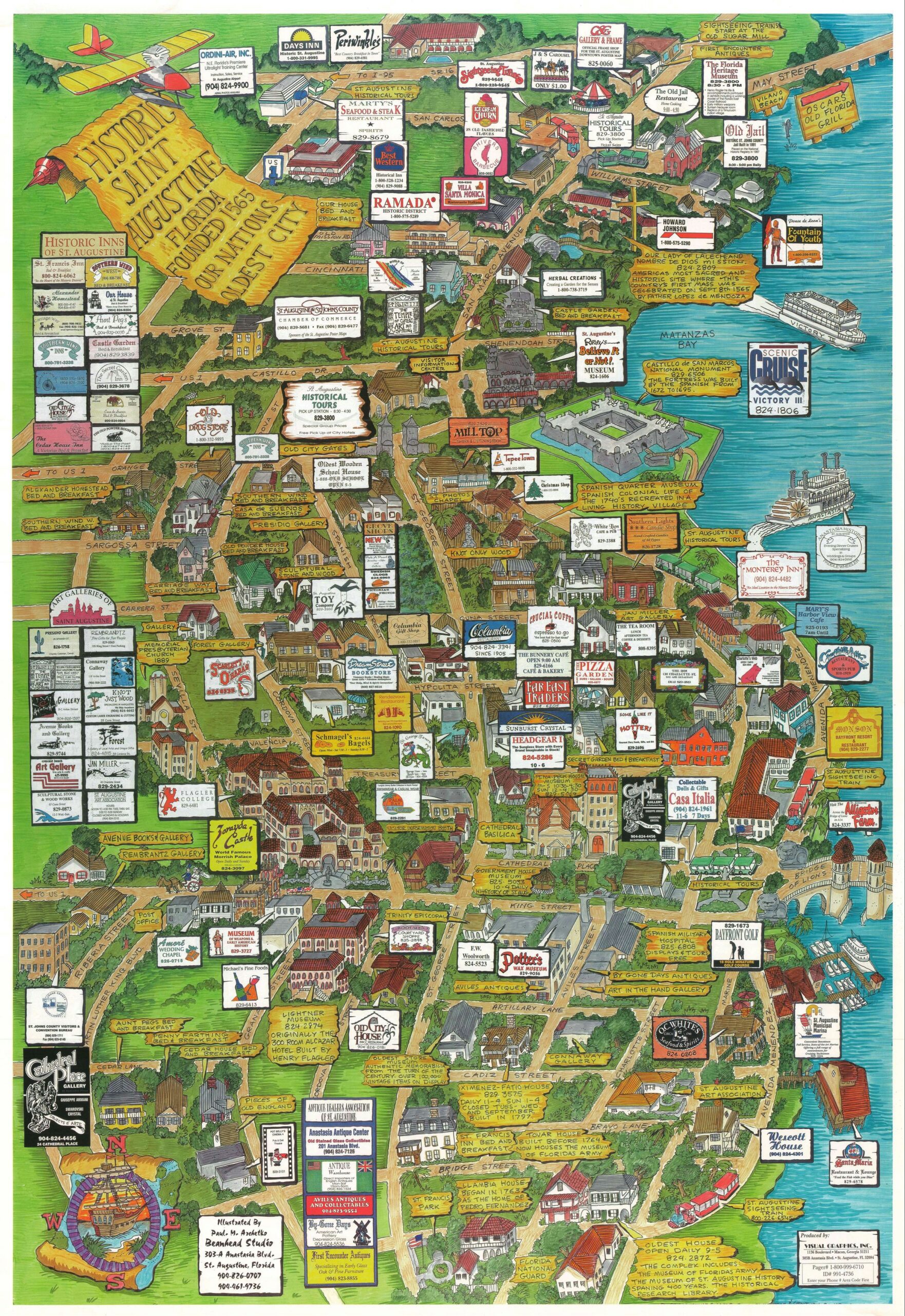 Pictorial Map Of Saint Augustine Florida circa 1980s R MapPorn