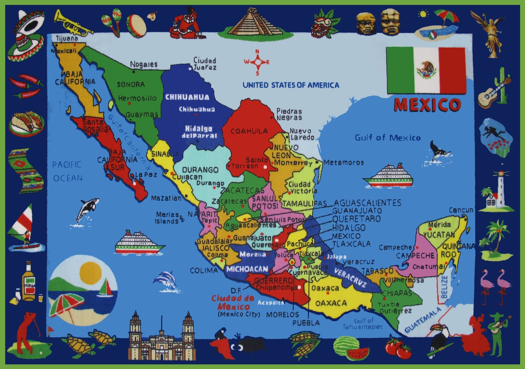 Pictorial Travel Map Of Mexico Ontheworldmap