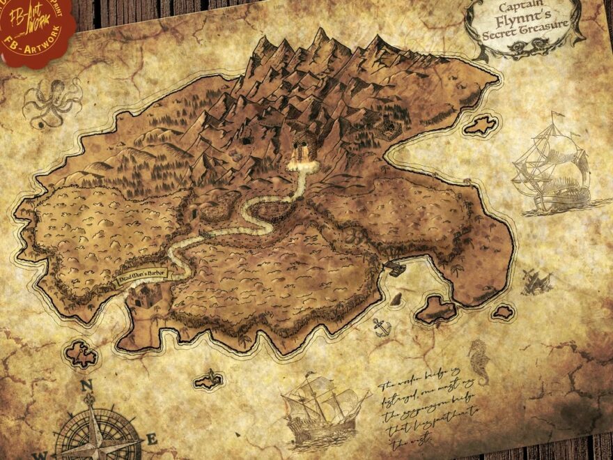 Pirate Treasure Map To Print Map For Decoration Or Dnd Treasure Map Prop D D Etsy
