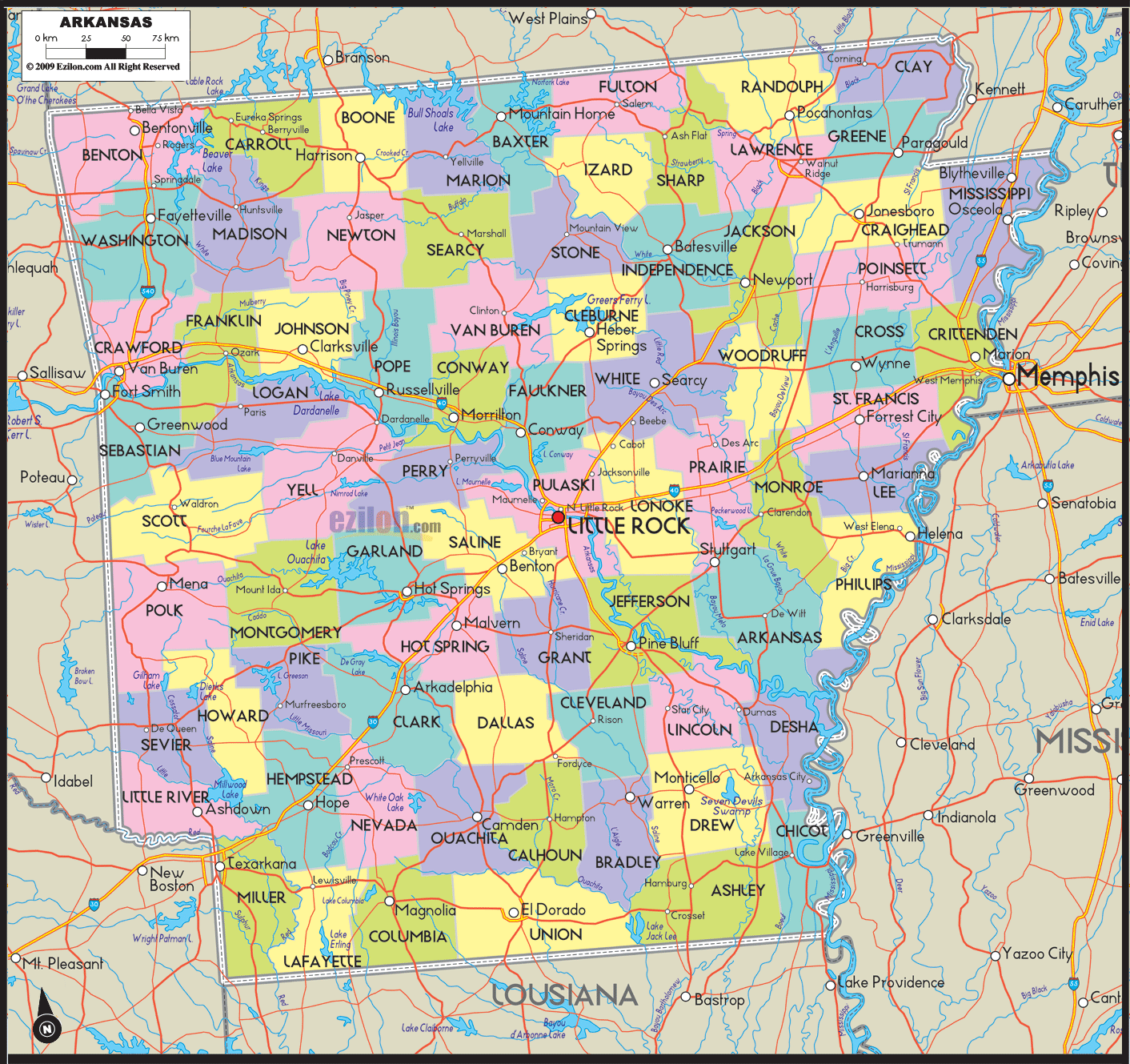 Political Map Of Arkansas State Printable Collection Thong Thai Real