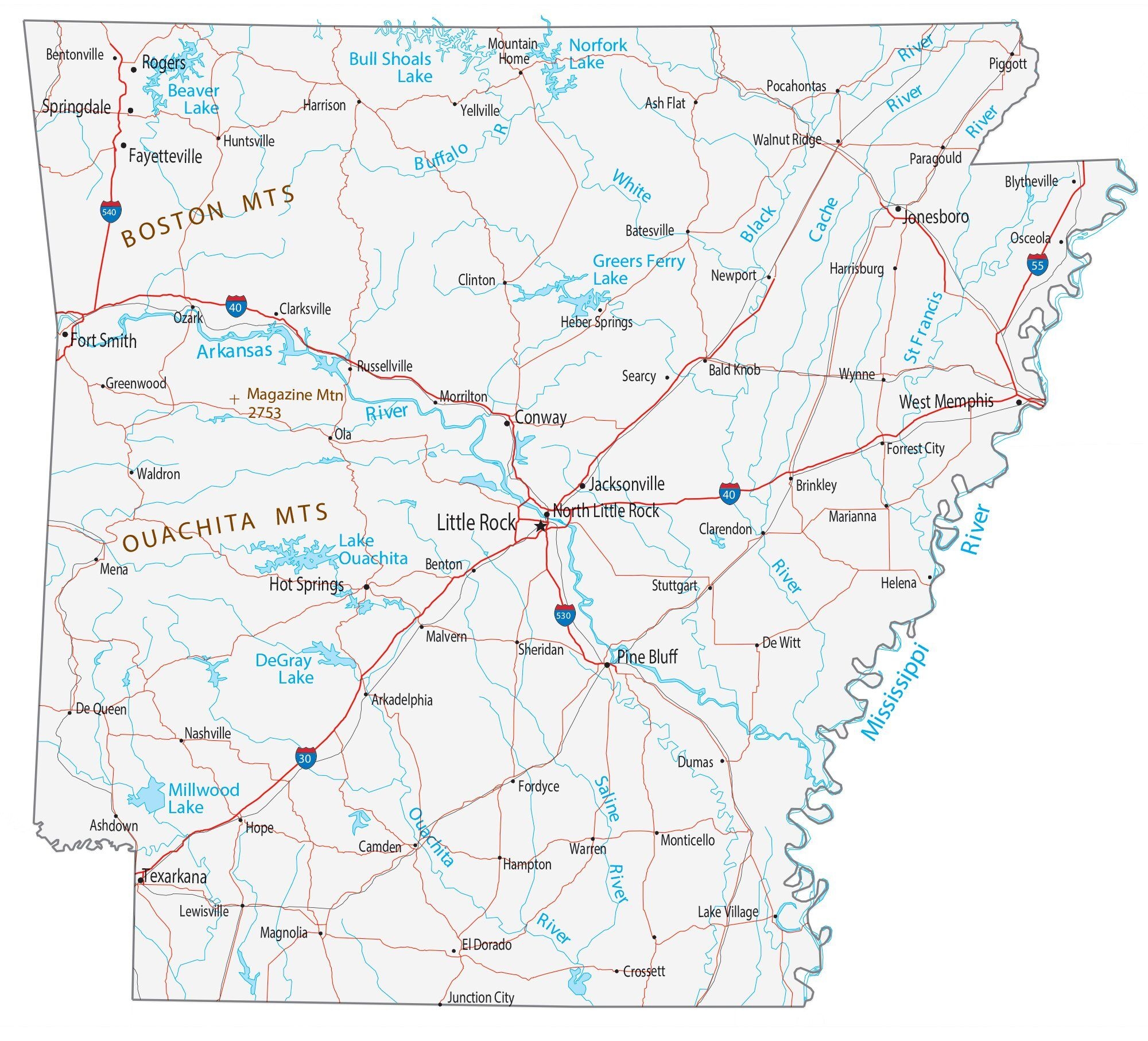 Printable Map Of Nw Arkansas Routes