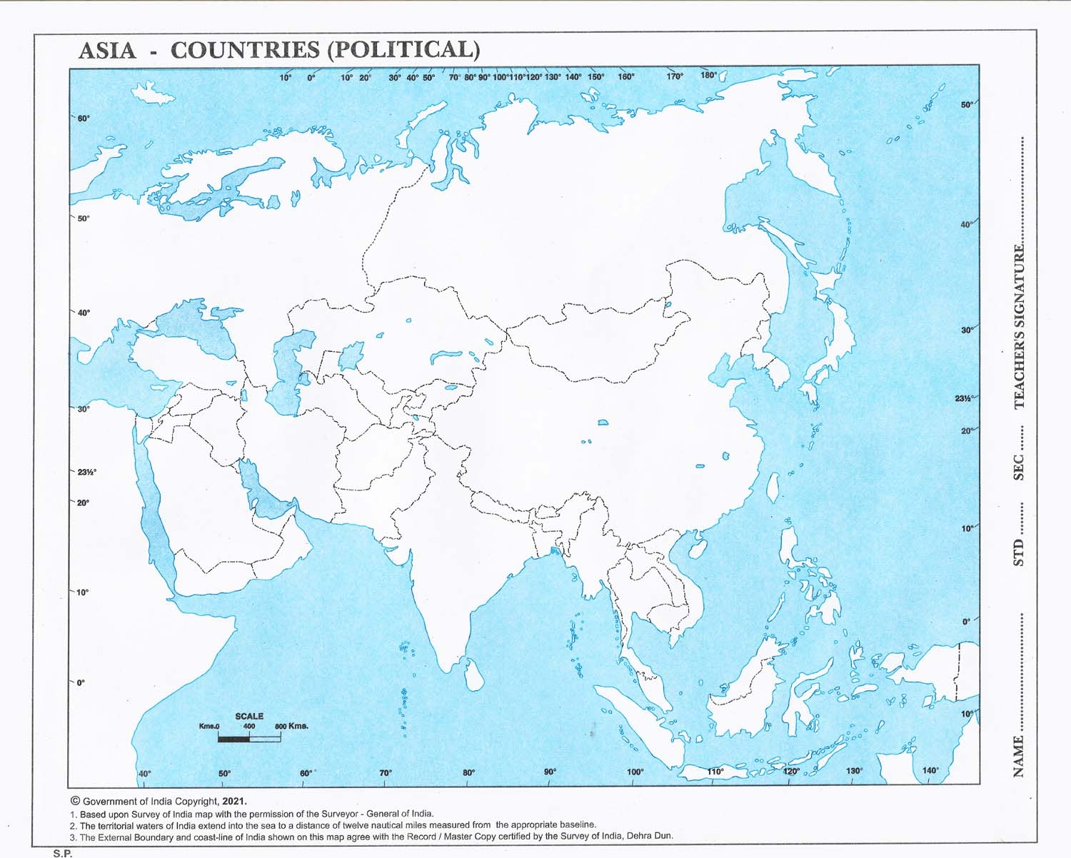 Political Map Of Asia Printable