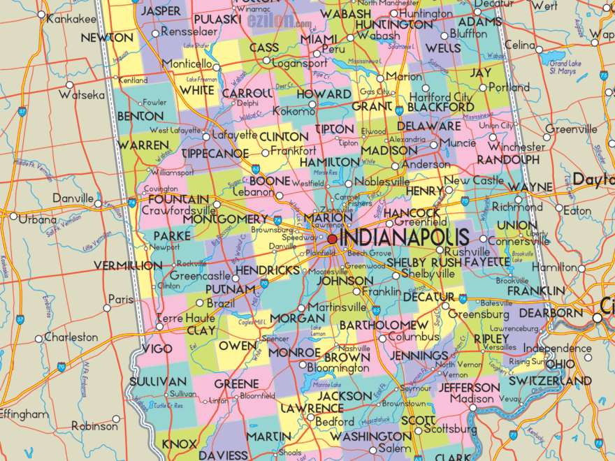 Political Map Of Indiana State Printable Collection Thong Thai Real