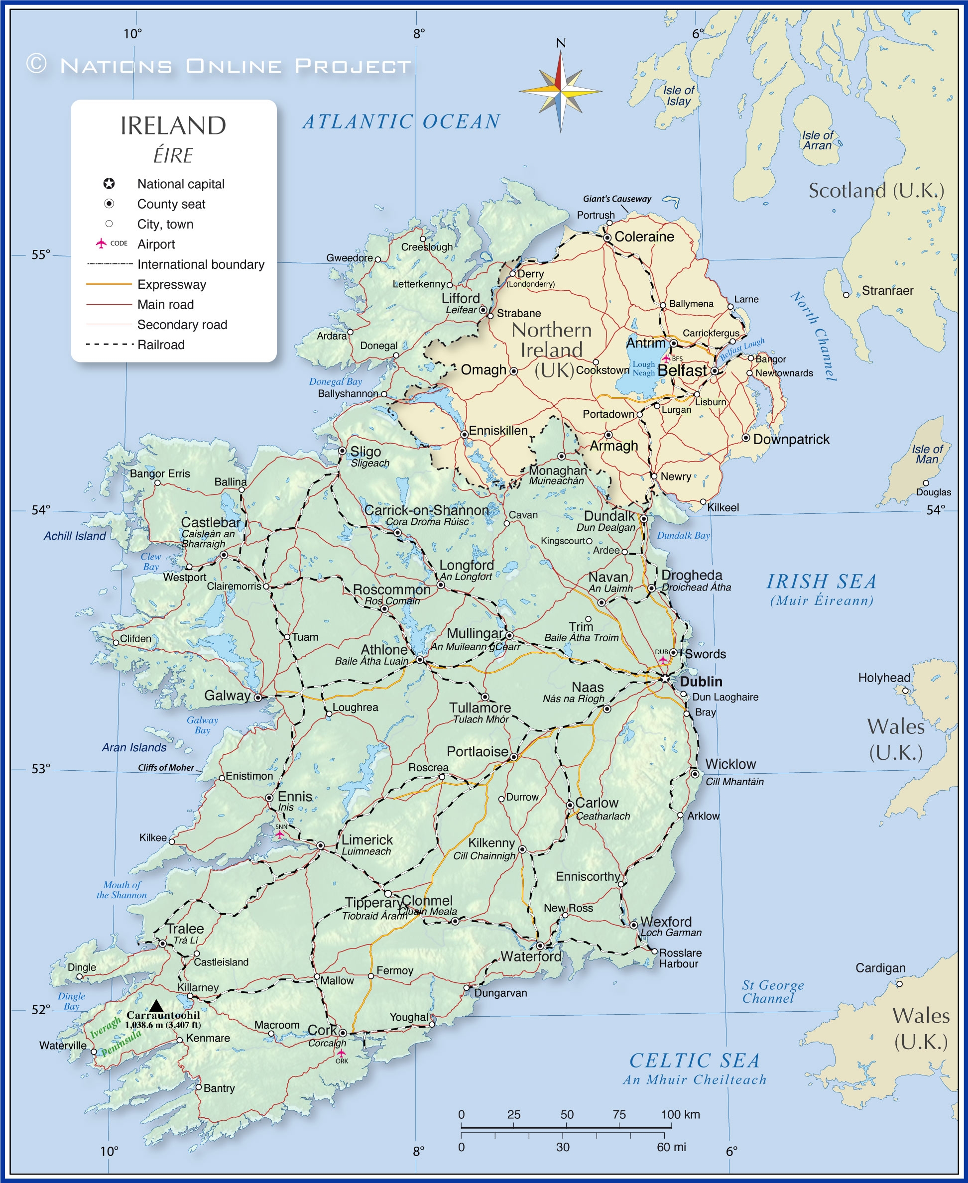 Printable Map Of Ireland Counties And Cities