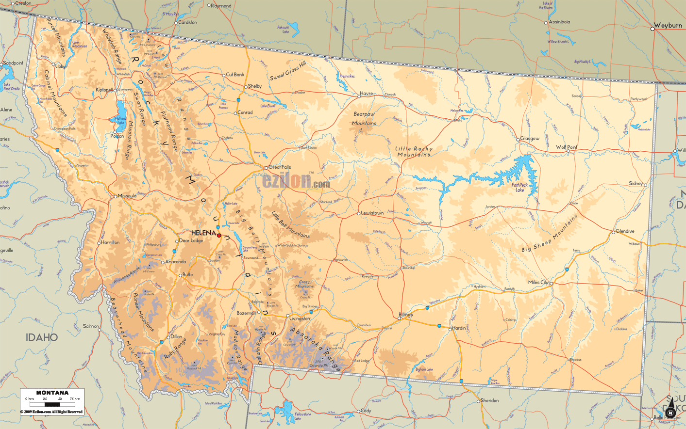 Montana Rivers Map Printable