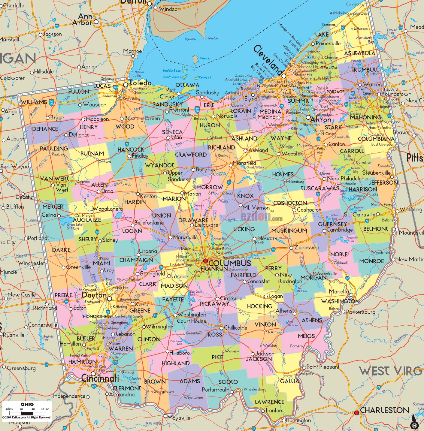 Ohio Political Map Printable