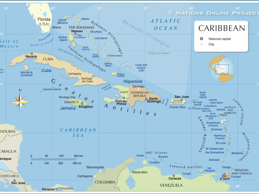 Political Map Of The Caribbean Nations Online Project