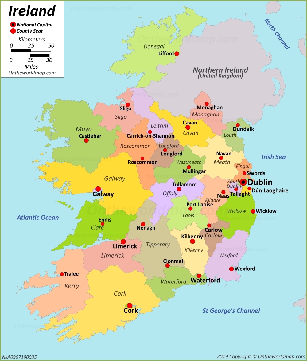 Map Of Ireland Counties Printable