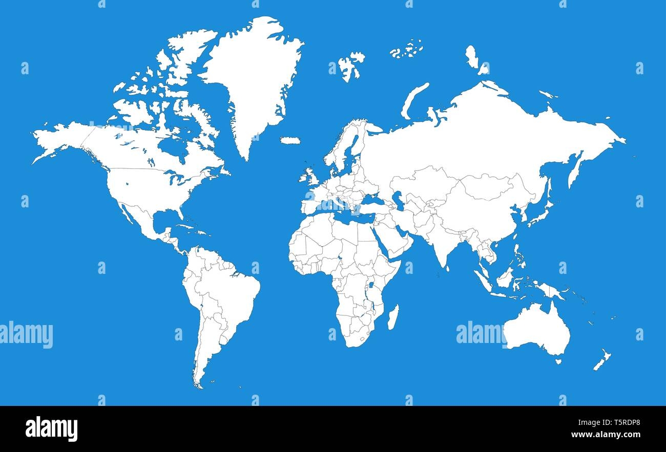 Political Map Of The World Template Woldmap Background With Editable Countries Borders Stock Vector Image Art Alamy