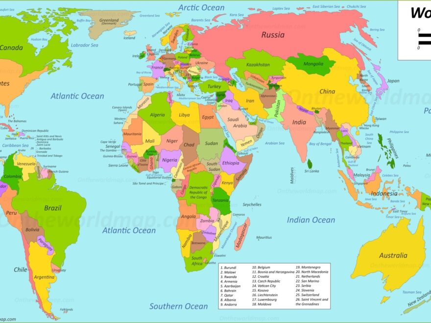 Political Map Of The World With Countries Ontheworldmap
