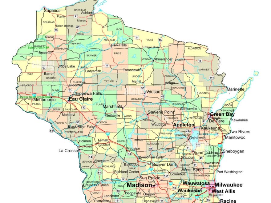 Political Map Wisconsin Hi res Stock Photography And Images Alamy