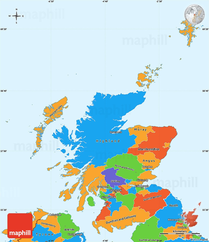 Smiple Scotland Printable Map With Cities