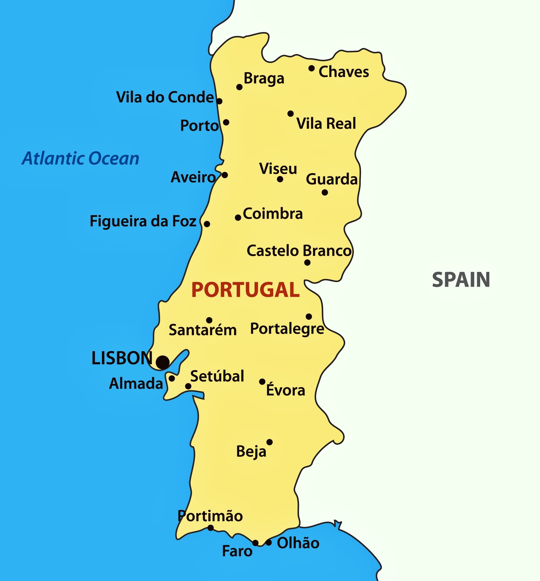 Free Printable Map Of Portugal