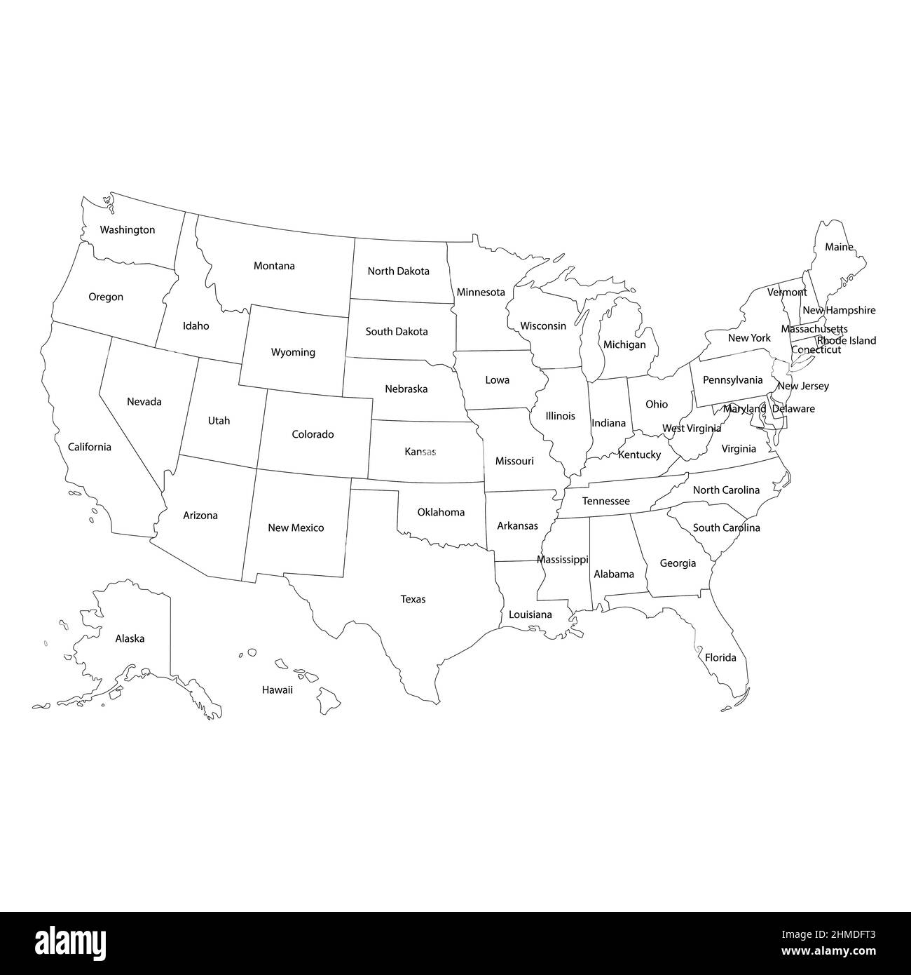 United States Map Black And White Printable
