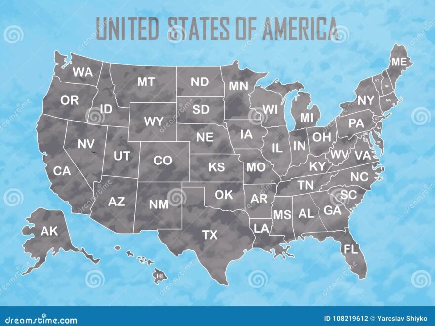Poster Map Of United States Of America With State Names Black And White Print Map Of USA For T shirt Poster Or Stock Vector Illustration Of Matrix Data 108219612