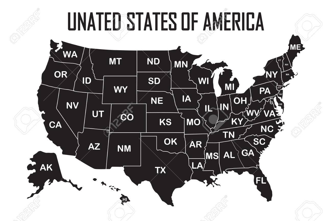 Poster Map Of United States Of America With State Names On The White Background Black And White Print Map Of USA For T shirt Poster Or Geographic Themes Vector Illustration Royalty Free SVG Poster Map Of United States Of America With State Names On The White Background Black And White Print Map Of USA For T shirt Poster Or Geographic Themes Vector Illustration Royalty Free SVG