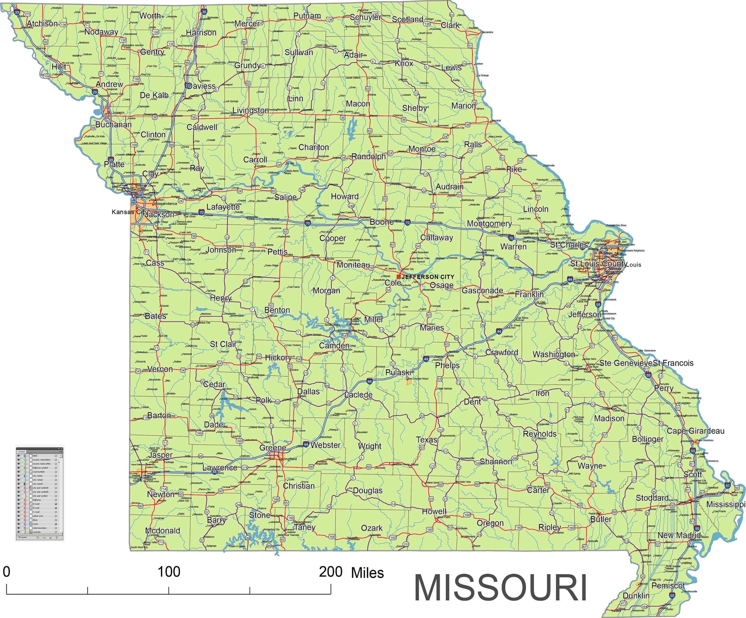 Printable Missouri Road Map