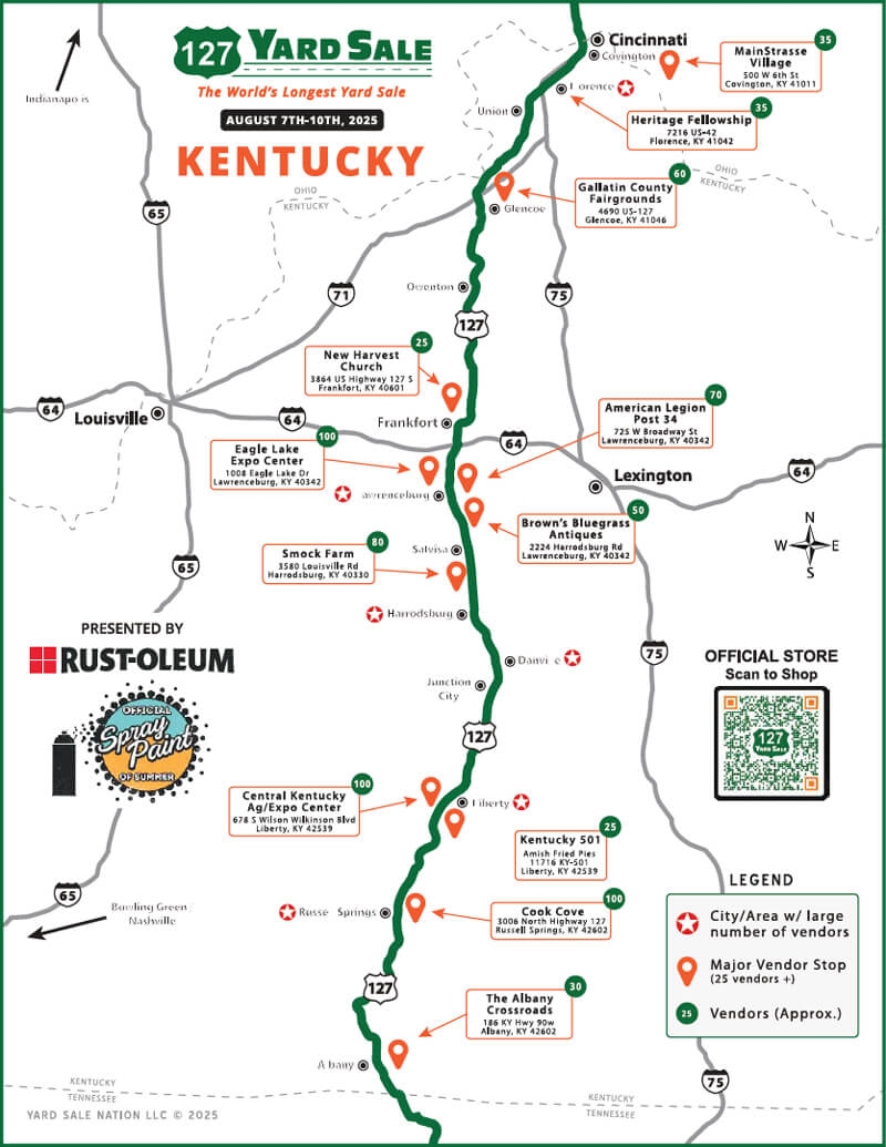 Printable 127 Yard Sale State Route Maps