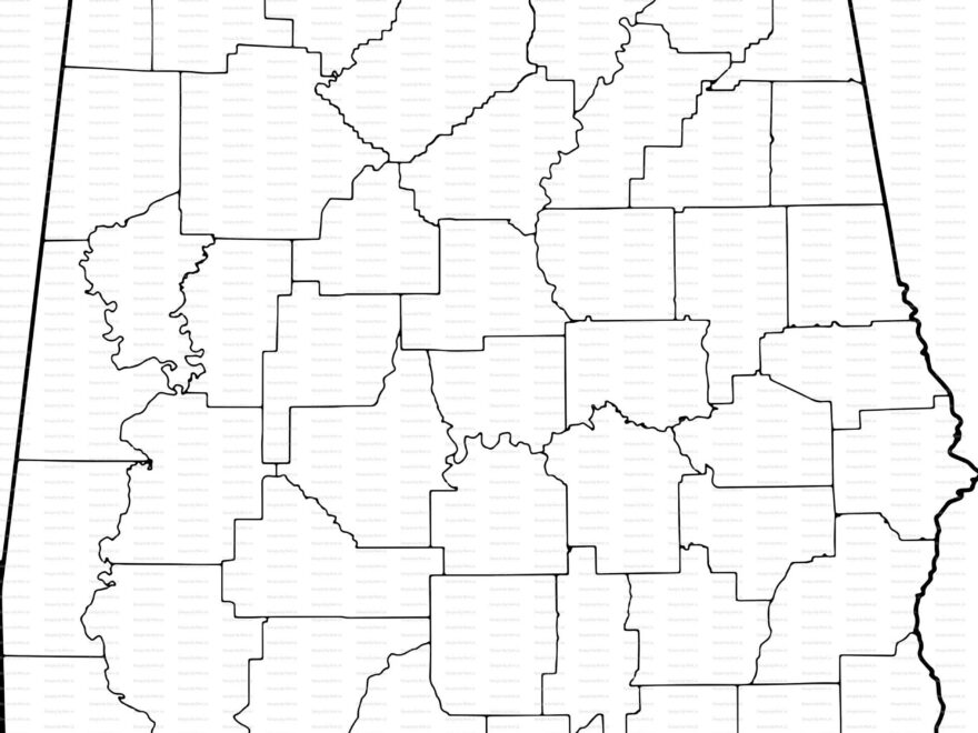 Printable Alabama Map Printable AL County Map Digital Download PDF MAP18 Etsy
