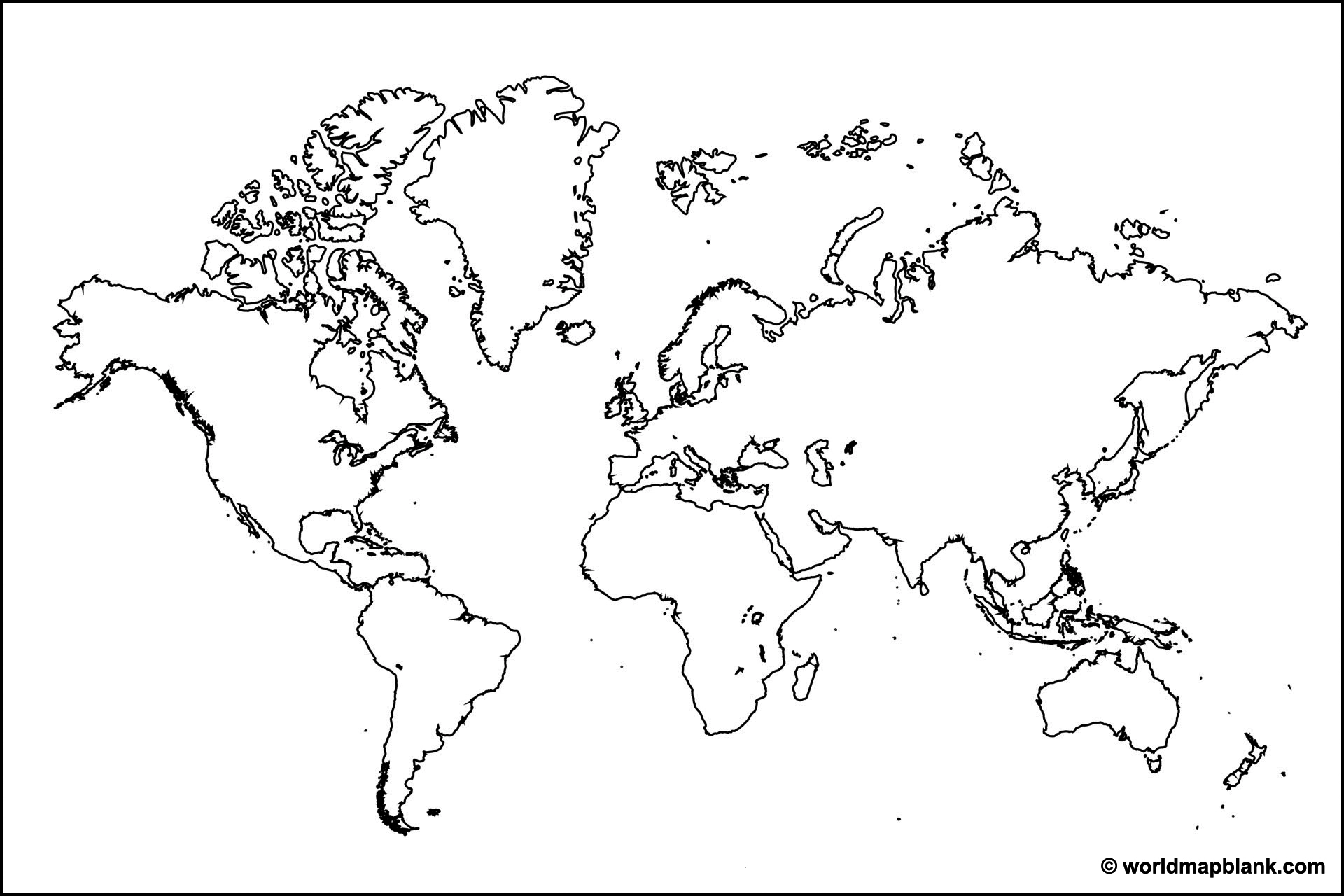 Blank Map Of The World Printable
