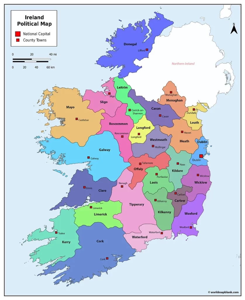 Printable Ireland Map Map Of Ireland With Counties PDF 