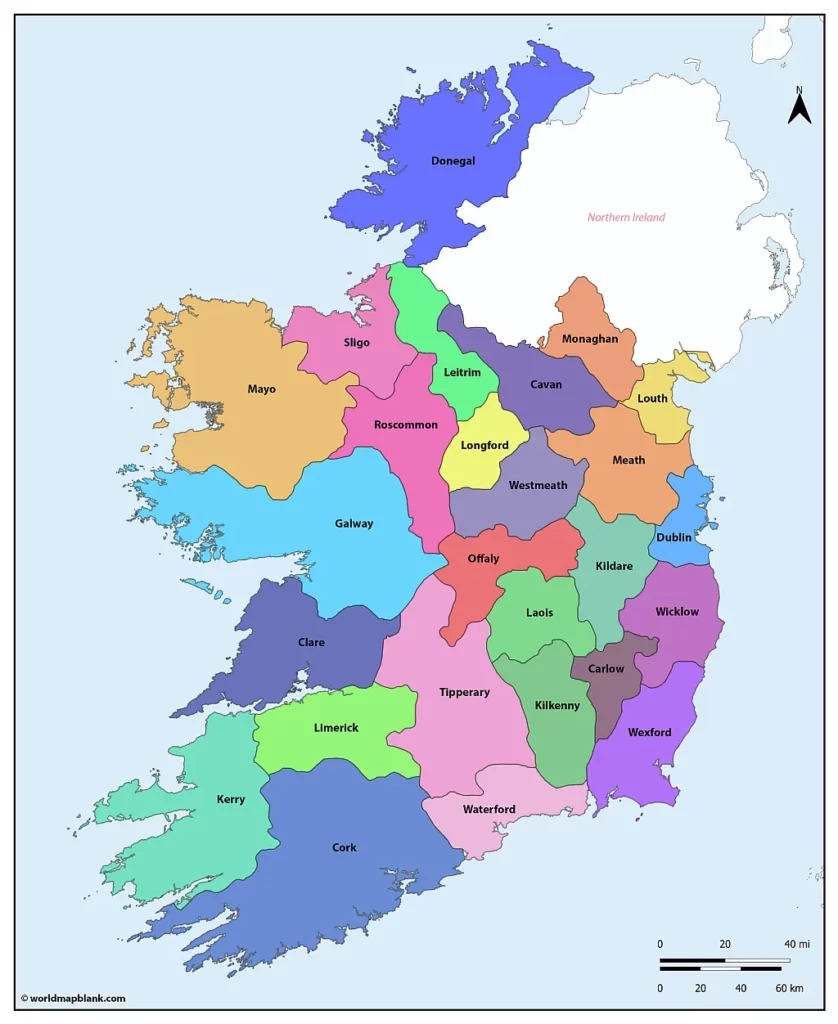 Printable Ireland Map Map Of Ireland With Counties PDF 