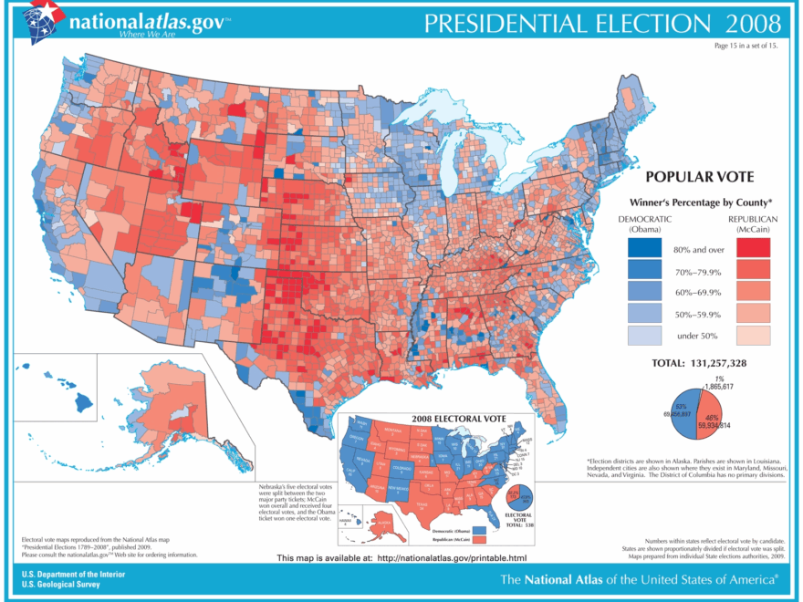 Printable Map Of 2008 Presidential Election Results U S Geological Survey