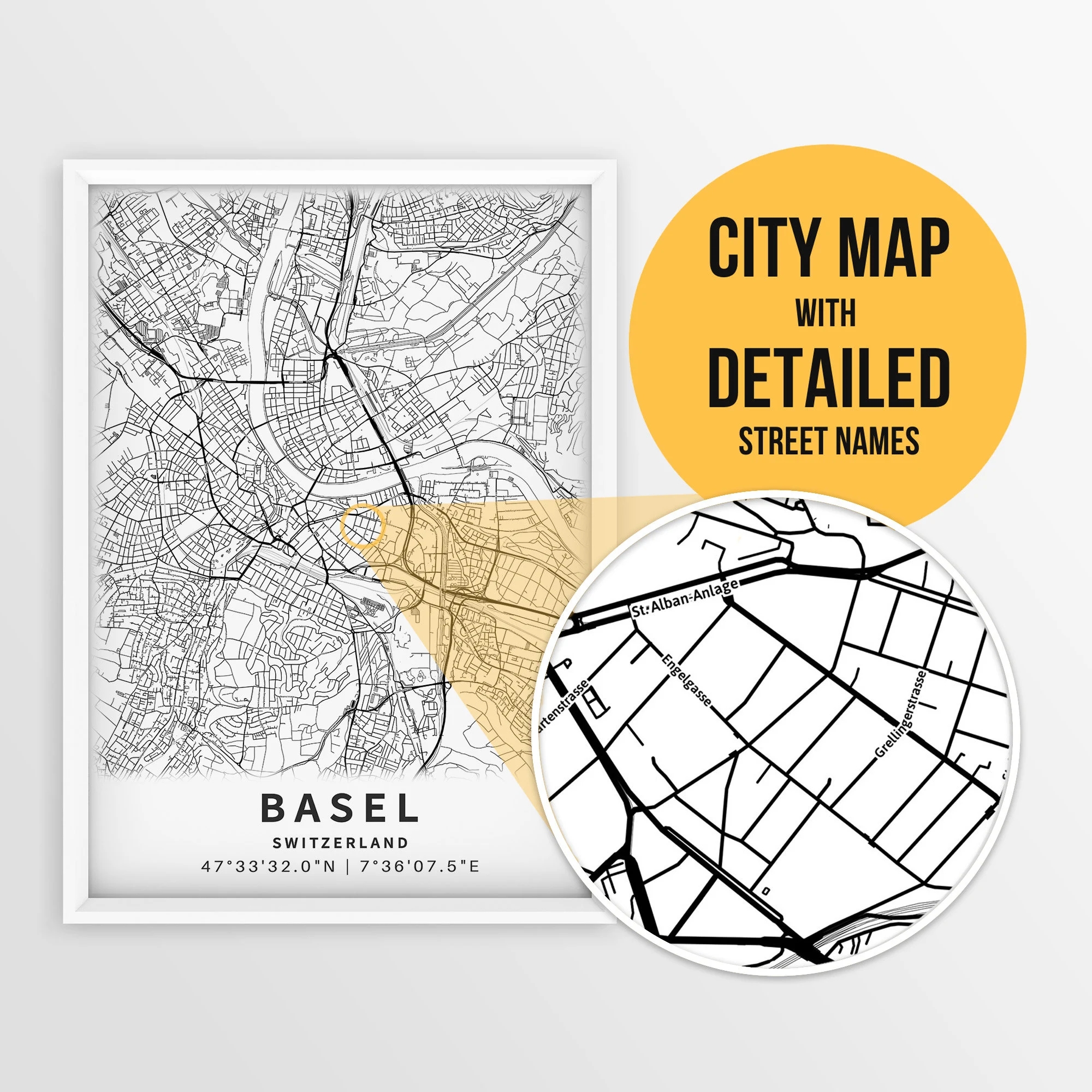 Illustrated Map Basel Switzerland Printable Illustrated Map Basel Switzerland Printable