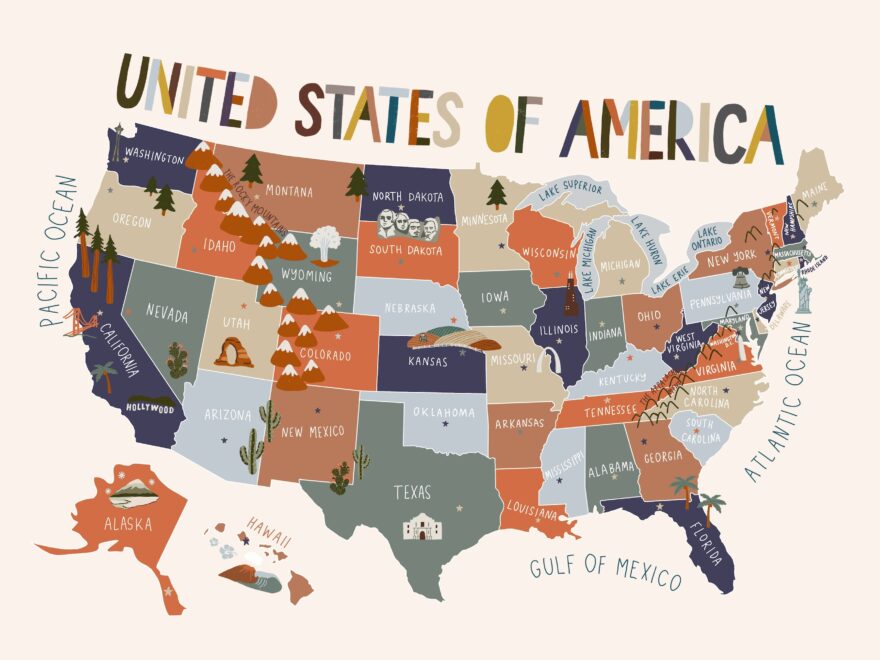 Printable Map Of The United States Mrs Merry Worksheets Library