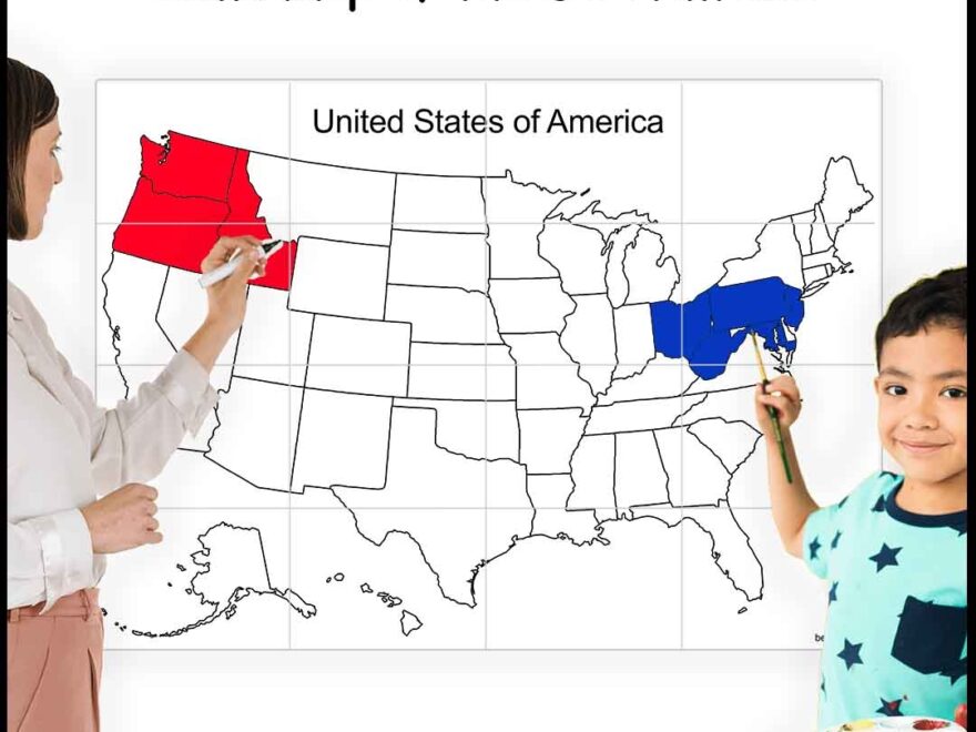 Printable Map Of The United States Sizes 4 9 Or 16 Sheets Of Paper