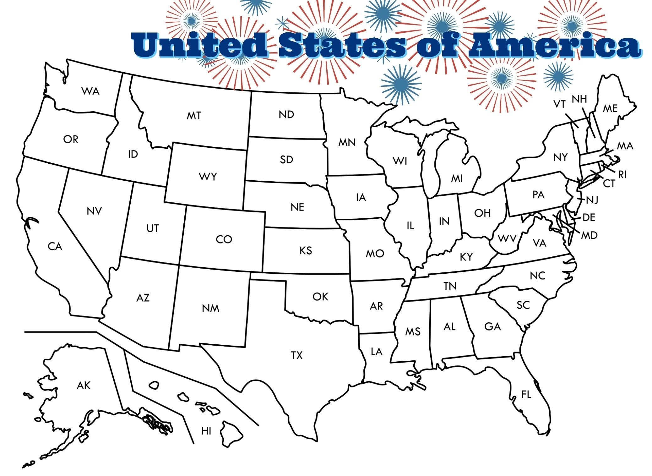 Us Map Full Page Printable