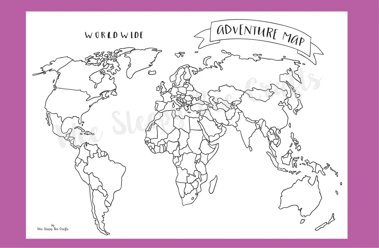 Printable Map Of The World Colouring Page Digital Download PDF Of An Adventure Scratch Map Colouring Page Achievement Map Etsy