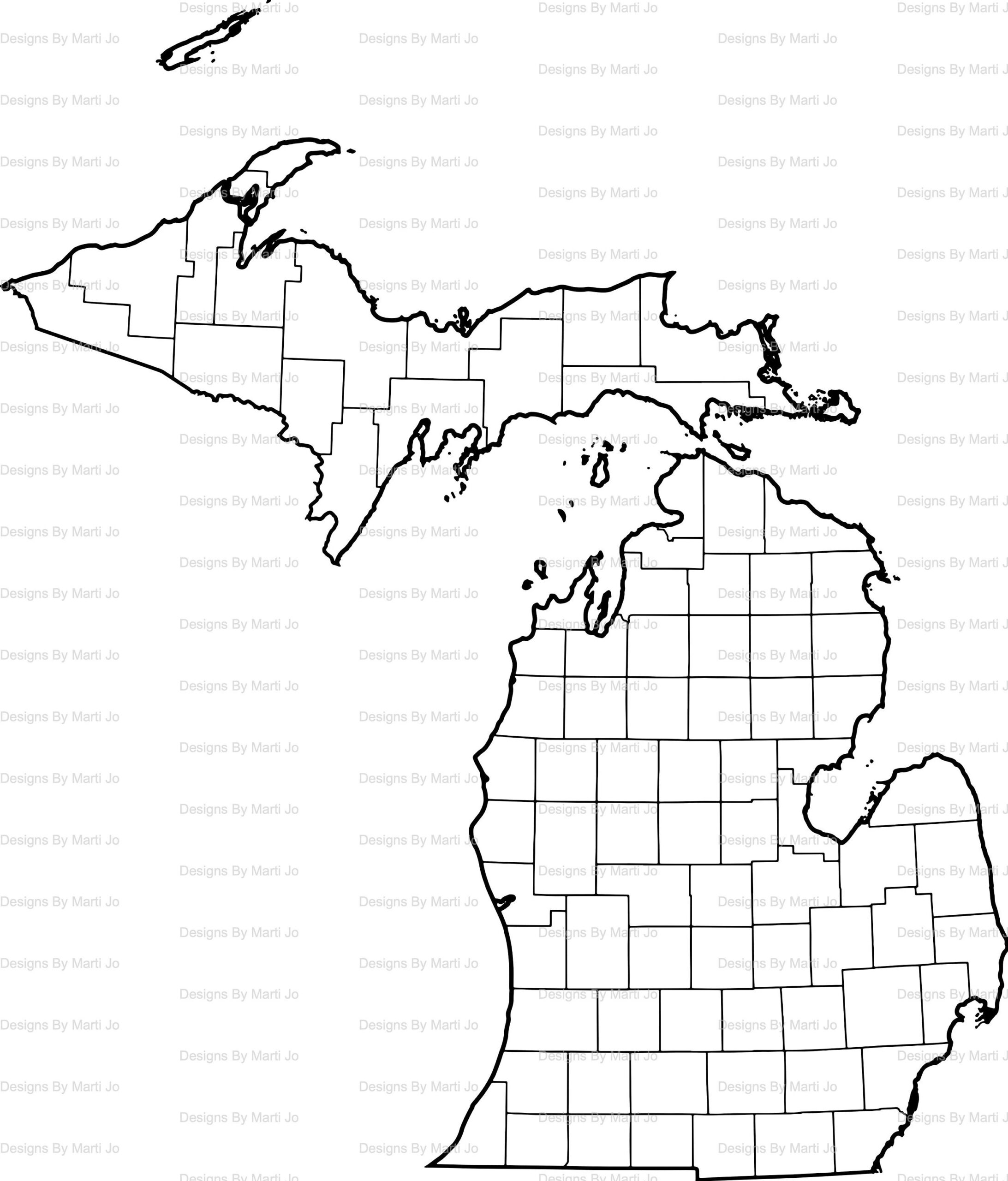 Printable Michigan Map Printable MI County Map Digital Download PDF MAP26 Etsy