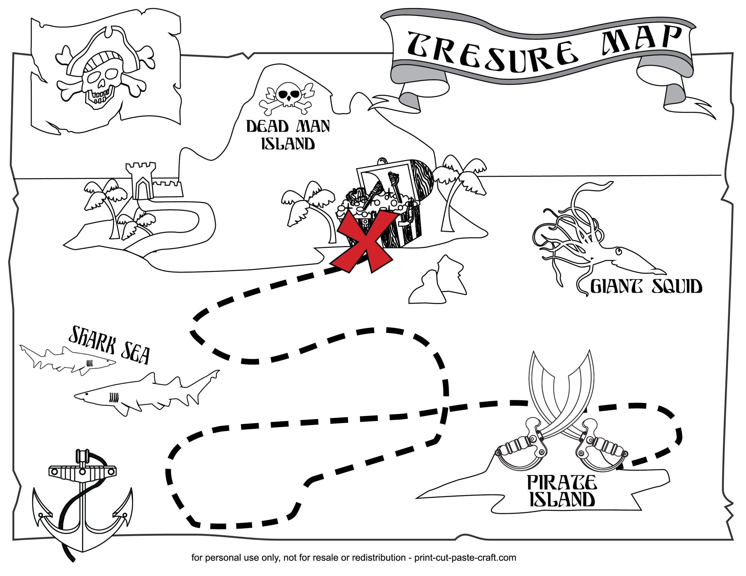 Printable Colored Treasure Map