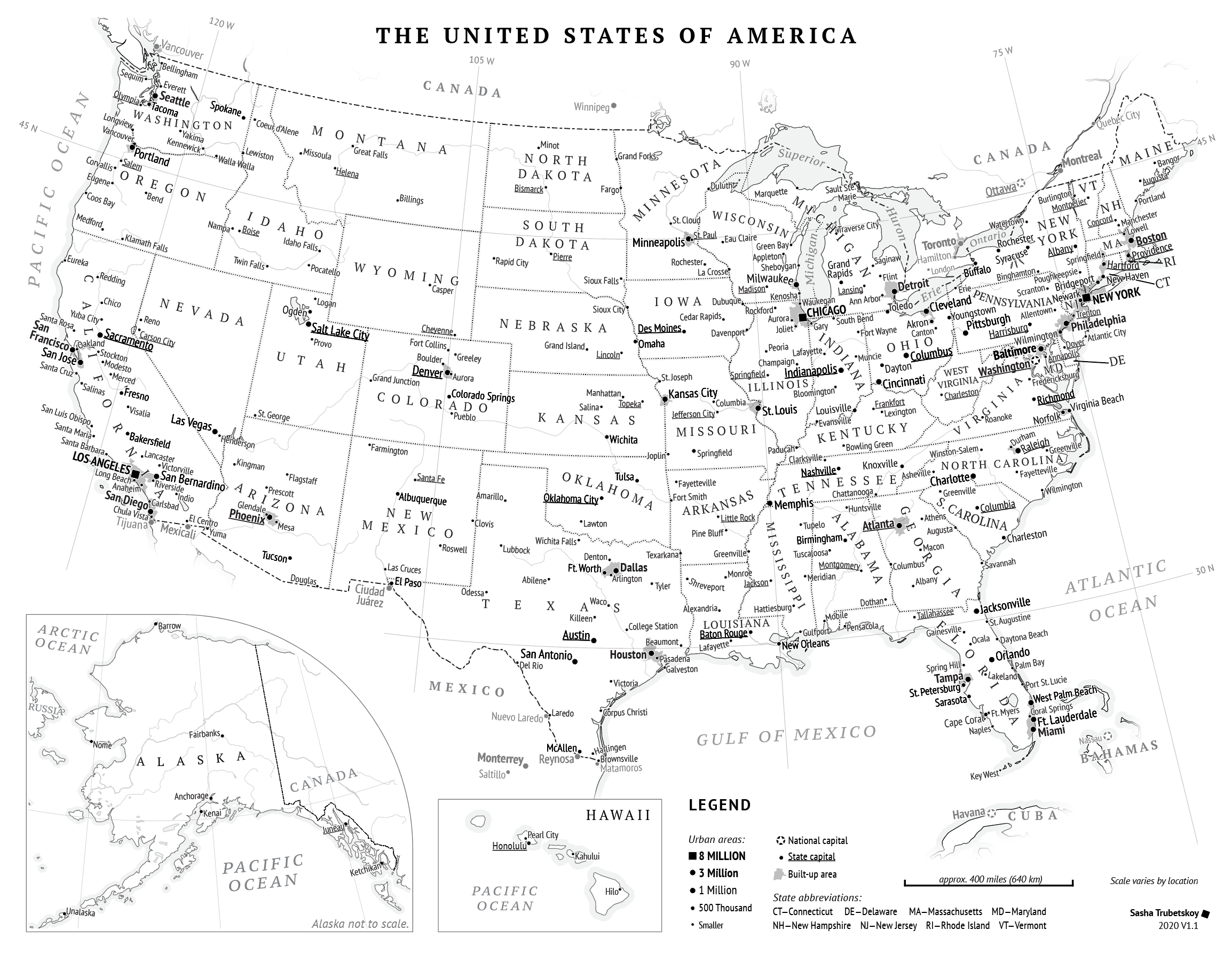 50 States Map Printable