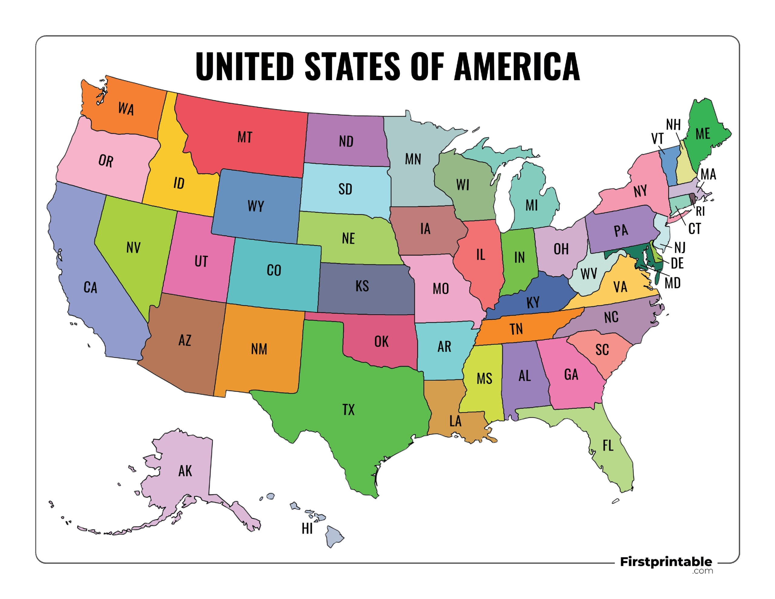 United States Map Template Printable