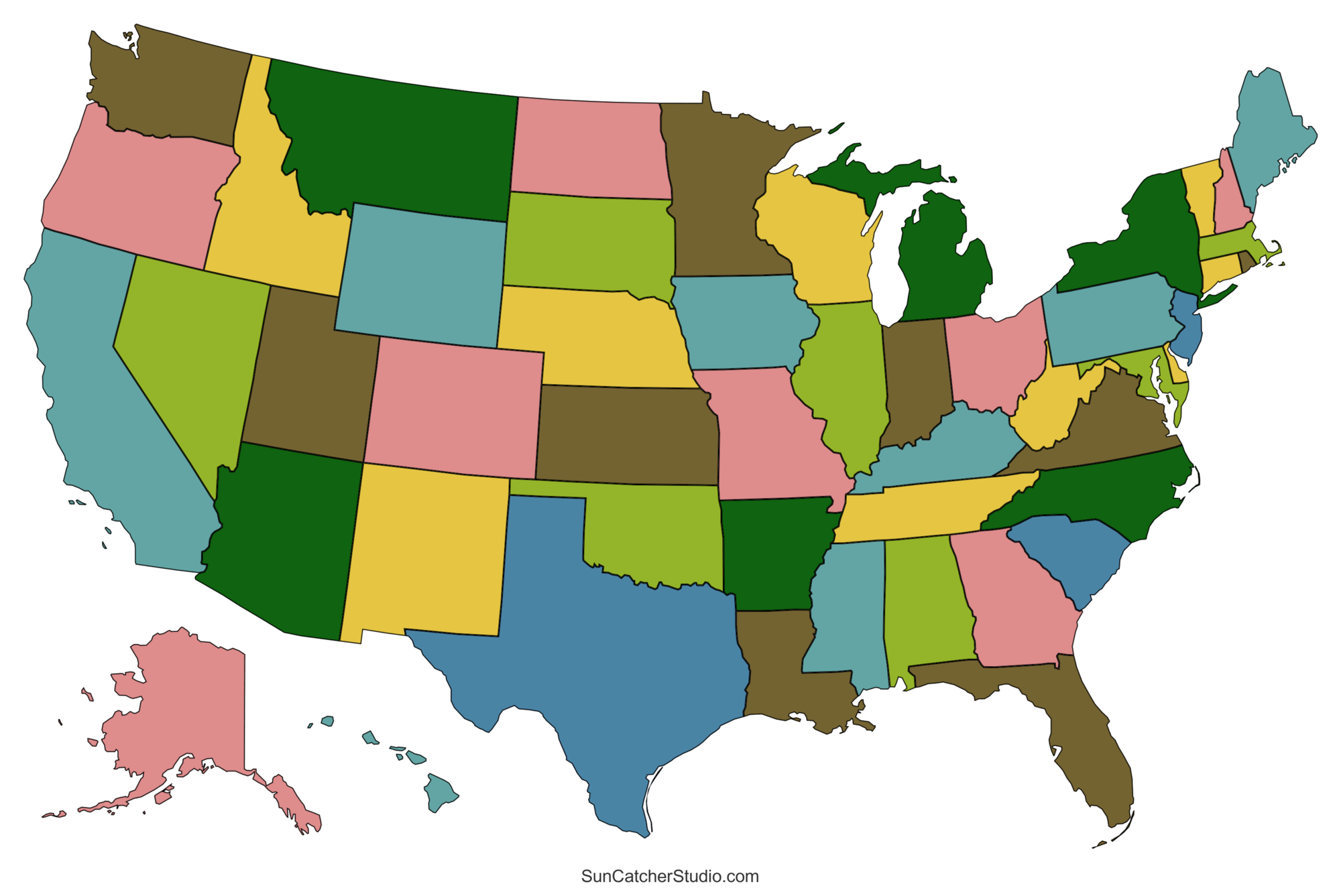 Free Printable 50 States Map For Kids