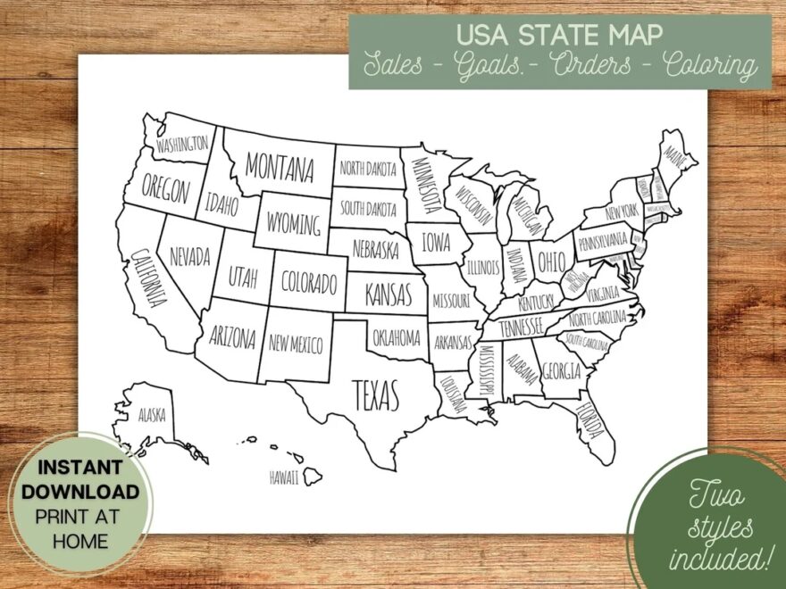 Printable USA Map Coloring Sales Tracker digital Download Etsy