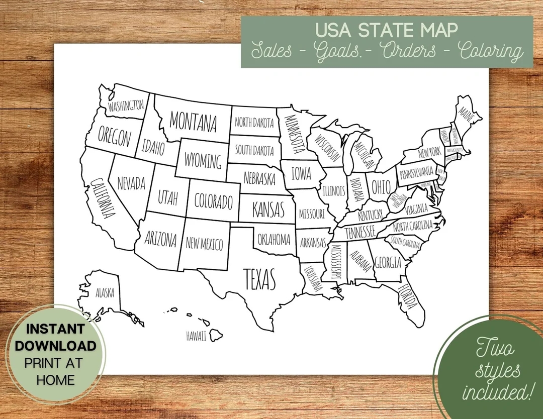 Printable USA Map Coloring Sales Tracker digital Download Etsy