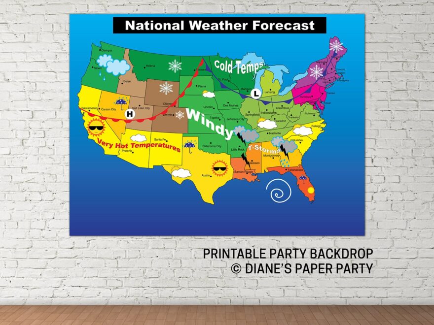 Printable Weather Map Instant Download Printable Weather Map Etsy Denmark